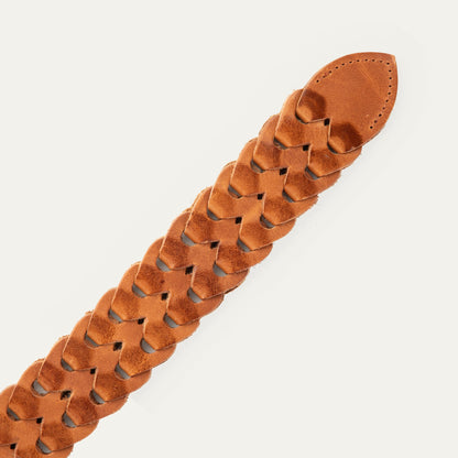 W Link Belt by Will Leather Goods, tan suede with woven open-cut design on Tampa Home & Garden Store