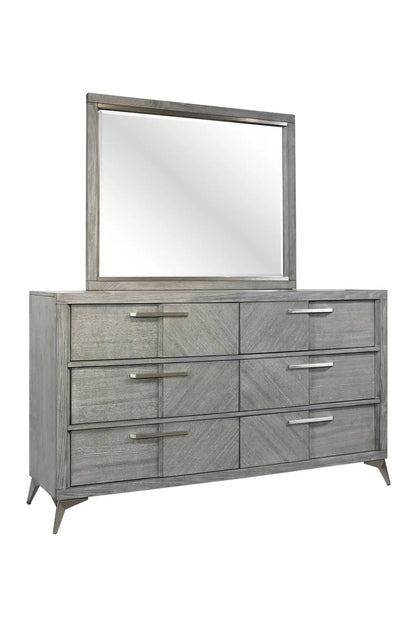 Six Drawer Dresser with Book Matched Veneers Gray