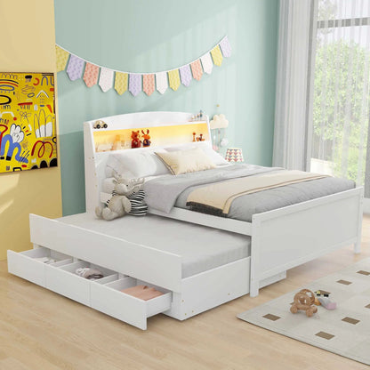 White full-size platform bed with 3 under-bed drawers by Unique Piece Furniture on Tampa Home & Garden Store