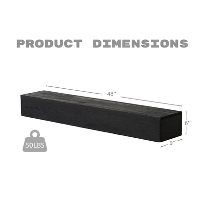 48-inch black embossed fireplace mantel wall-mounted floating shelf by Unique Piece Furniture on Tampa Home & Garden Store