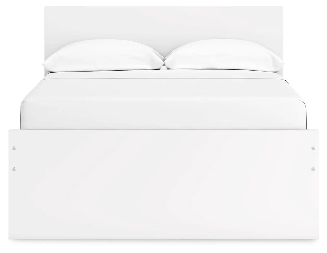 Onita panel platform bed white frame with two pillows by Unique Piece Furniture storage on Tampa Home & Garden Store