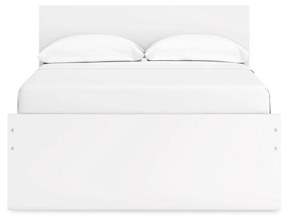 Onita panel platform bed white frame with two pillows by Unique Piece Furniture storage on Tampa Home & Garden Store
