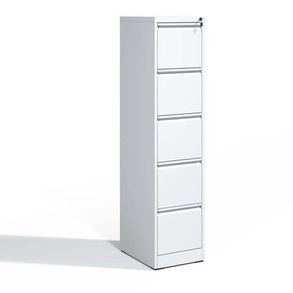 Steel vertical filing cabinet with lock, white drawer fronts and gray body on Tampa Home & Garden Store