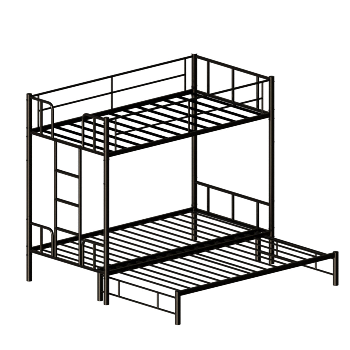 Twin Size Metal Pull Out Bunk Bed with Ladder
