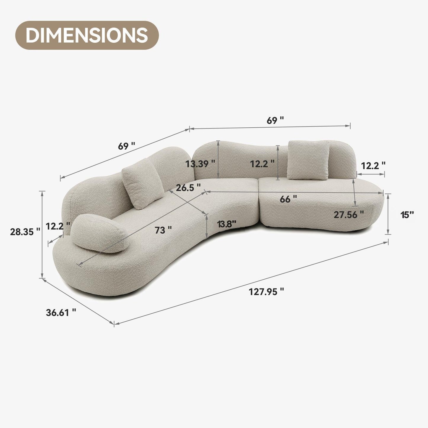 Modern Curved Modular Sofa Set for a Living Room
