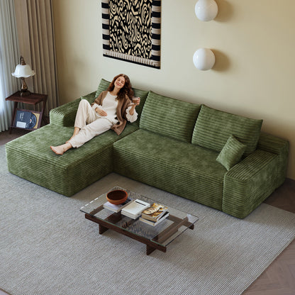 107-inch Cloud sectional sofa with L-shaped chaise in green corduroy by HouseOfZazla on Tampa Home & Garden Store