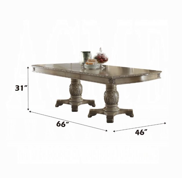 Chateau De Ville Oak Dining Table with double pedestal, 66inL x 46inD x 31inH, HouseOfZazla on Tampa Home & Garden Store
