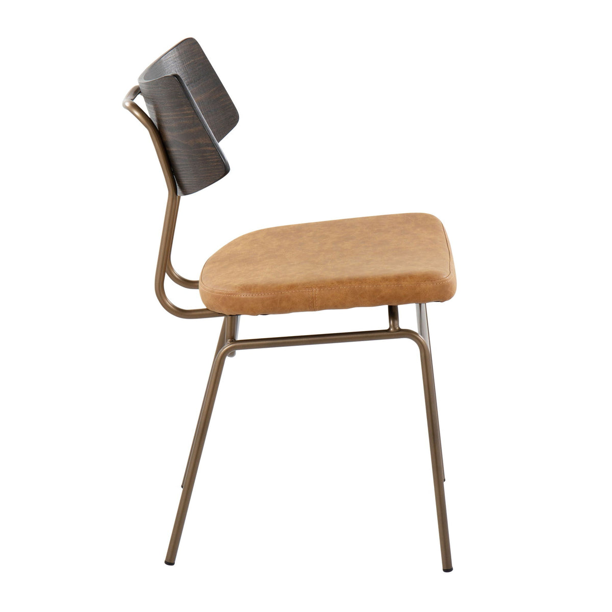Mid Century Modern chair set of 2 with tan upholstered seats and dark wood backs by HouseOfZazla on Tampa Home & Garden Store