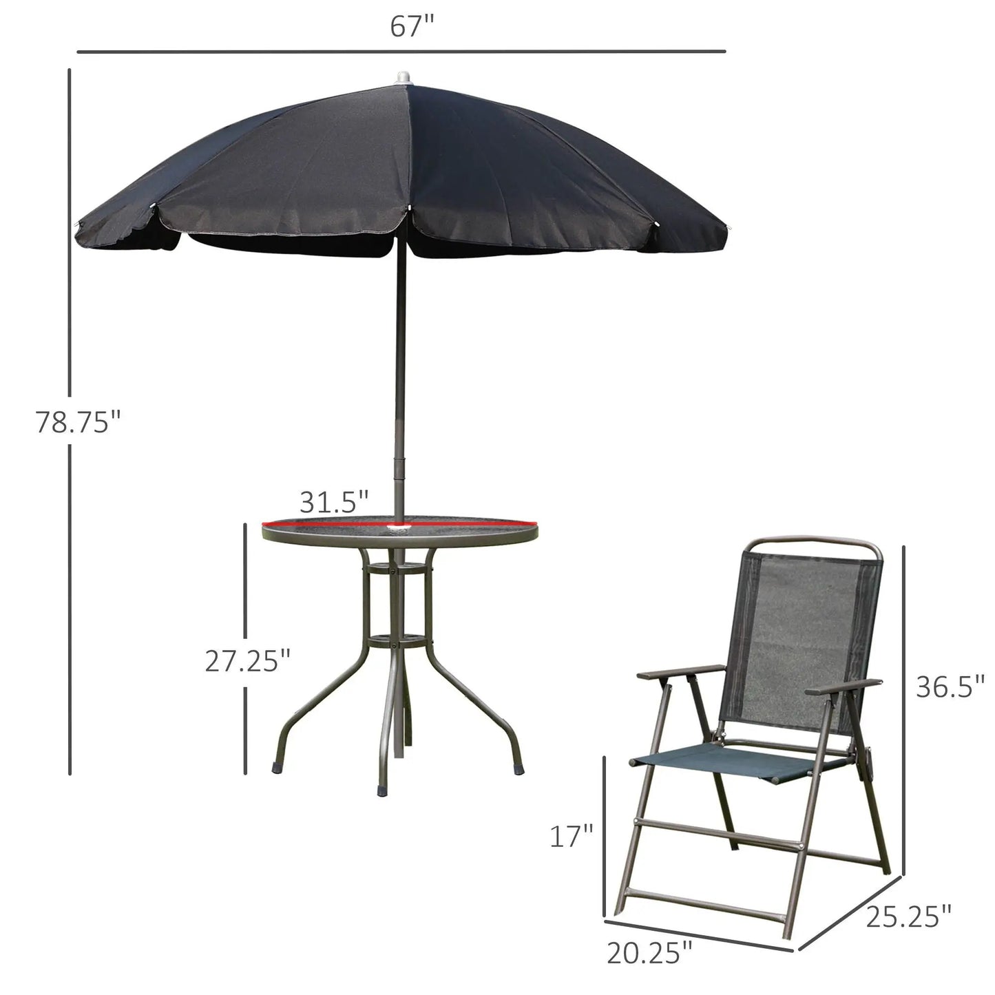Outsunny Patio Dining Set with Table Umbrella
