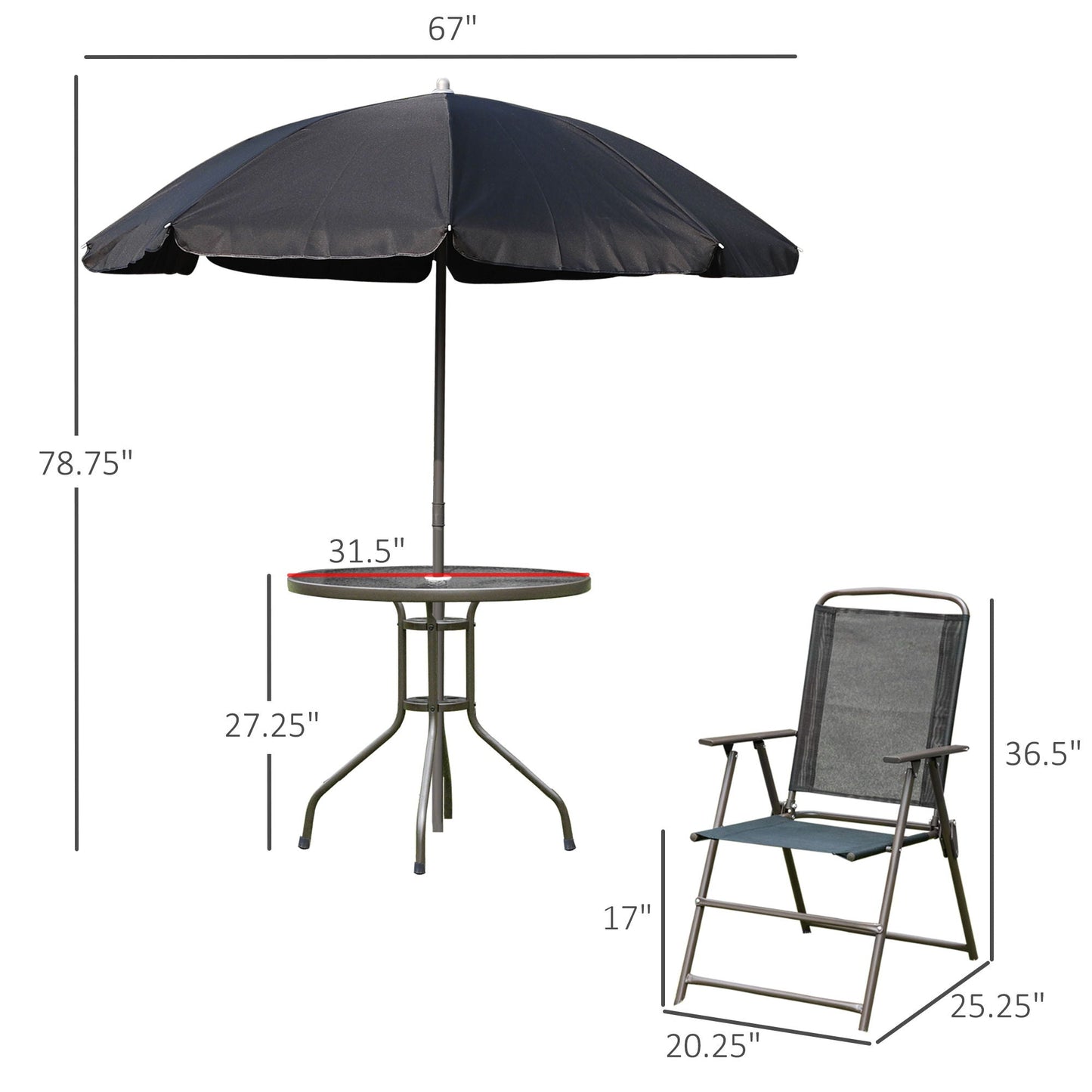 Outdoor Patio Dining Set with Folding Chairs