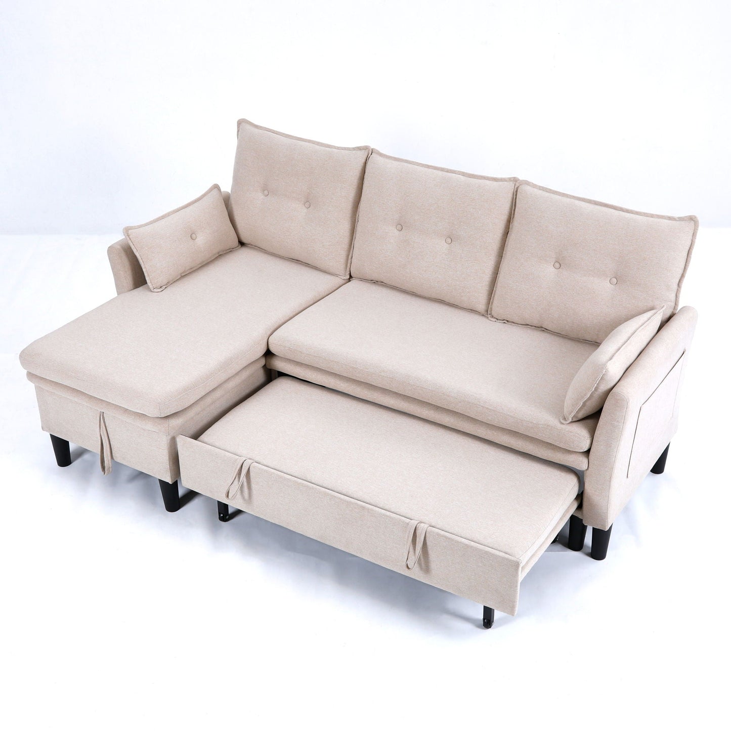 Beige fabric L-shaped reversible chaise sectional sofa by HouseOfZazla with storage on Tampa Home & Garden Store