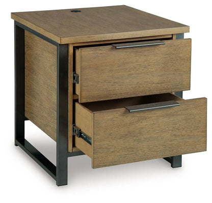 Montia Table by Unique Piece Furniture with natural oak finish and black metal frame on Tampa Home & Garden Store