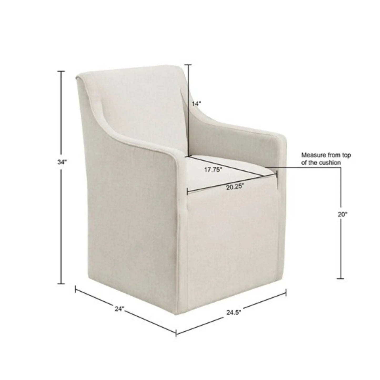Traditional skirted dining arm chair cream upholstery by Unique Piece Furniture 34 in tall on Tampa Home & Garden Store