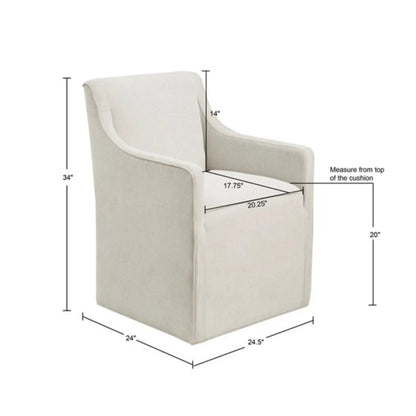 Traditional skirted dining arm chair cream upholstery by Unique Piece Furniture 34 in tall on Tampa Home & Garden Store