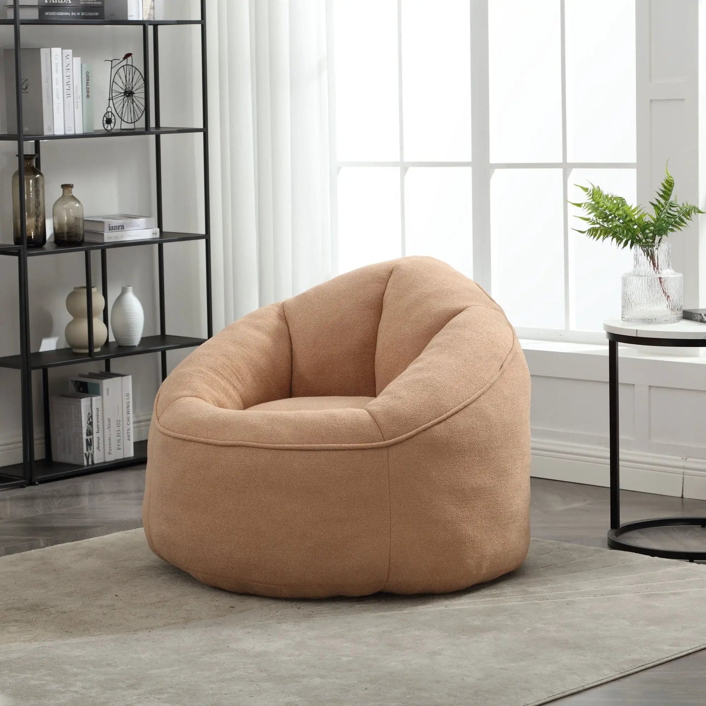 Beige Bedding Bean Bag Sofa Chair with Footrest, High Pressure Foam Unique Piece Furniture on Tampa Home & Garden Store