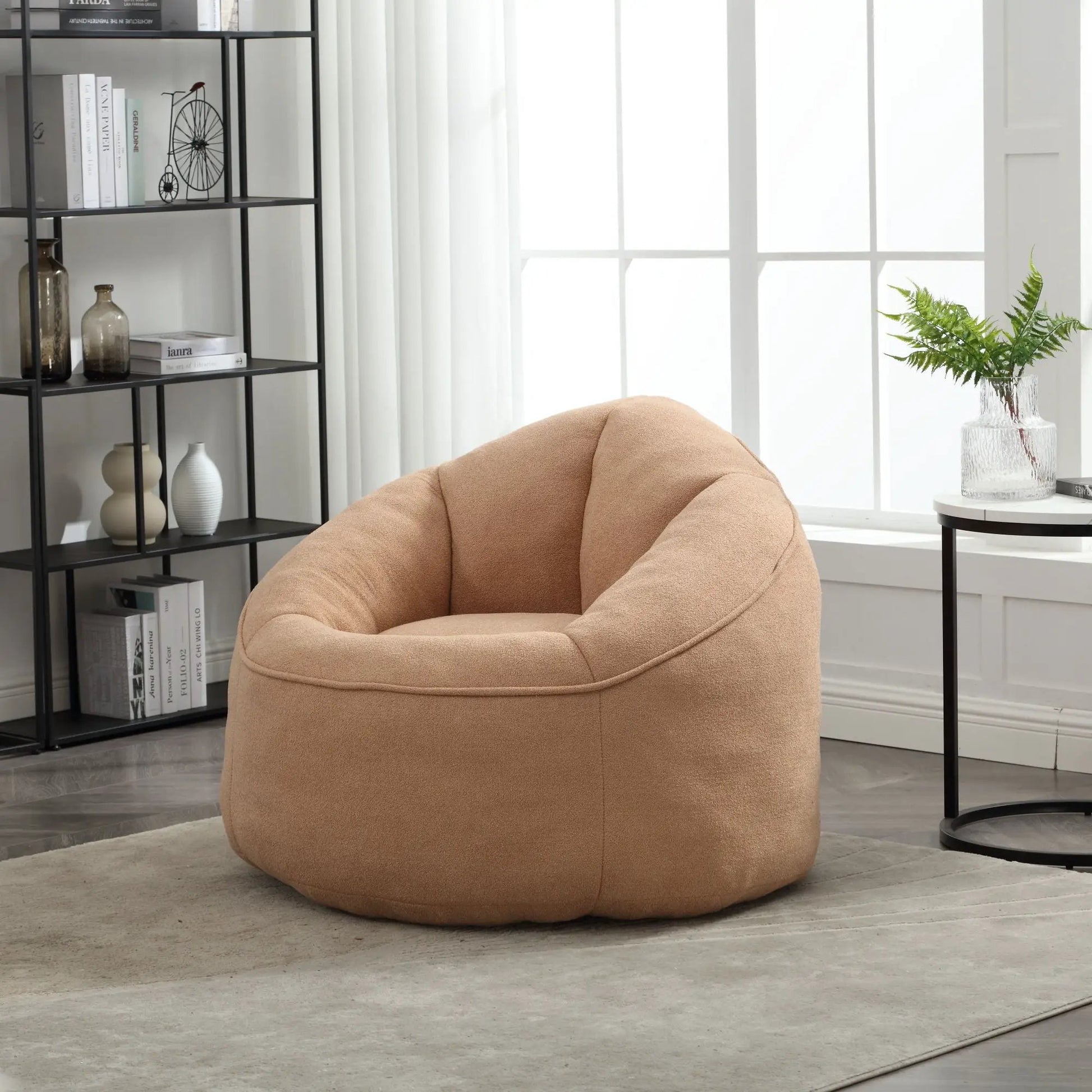 Beige Bedding Bean Bag Sofa Chair with Footrest, High Pressure Foam Unique Piece Furniture on Tampa Home & Garden Store