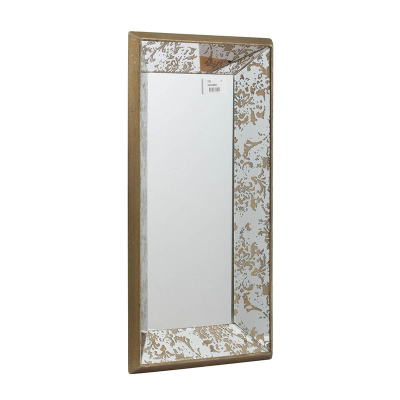 Antique rectangle wall mirror by HouseOfZazla with gold frame and floral pattern on Tampa Home & Garden Store