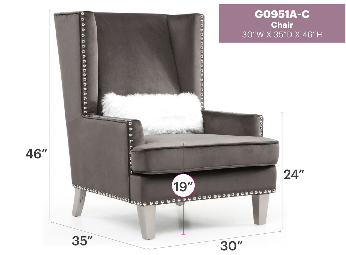 Traditional Accent Arm Chair with deep tufting, dark gray upholstery, nailhead trim on Tampa Home & Garden Store