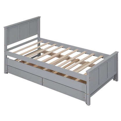 Platform bed frame gray with paneled headboard and slatted support HouseOfZazla on Tampa Home & Garden Store