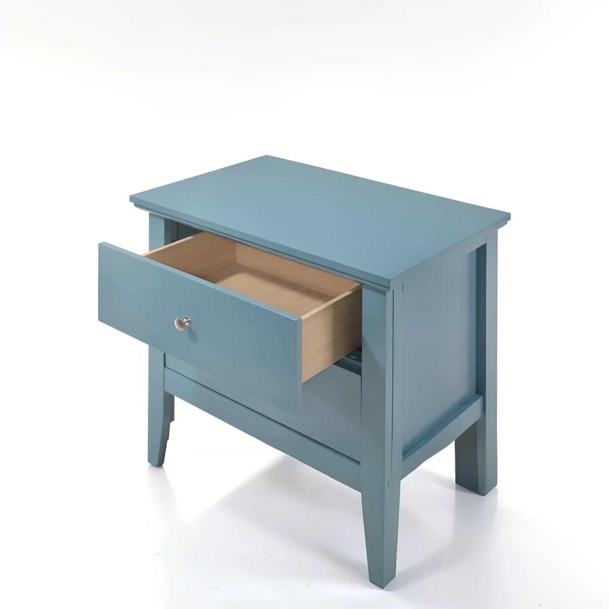 English Dovetailed Drawers Nightstand, blue painted two-drawer accent table on Tampa Home & Garden Store