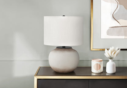 Table lamp cream ceramic base with white fabric shade by HouseOfZazla on Tampa Home & Garden Store