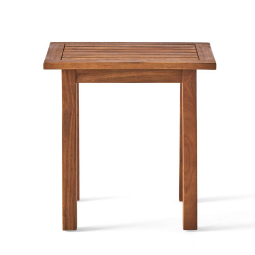 Acacia wood end table with slatted top from HouseOfZazla outdoor set, warm brown finish on Tampa Home & Garden Store