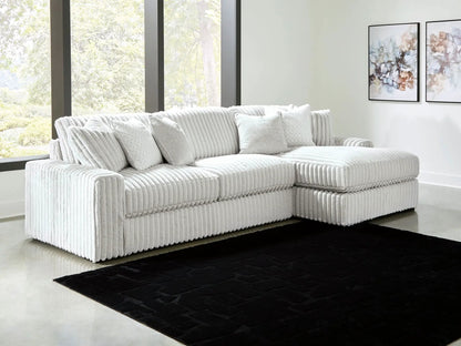 Stupendous Stationary Sectional in white corduroy fabric by Unique Piece Furniture on Tampa Home & Garden Store