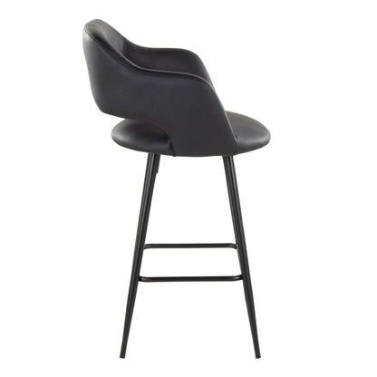 Contemporary fixed-height counter stool black faux leather with square footrest on Tampa Home & Garden Store
