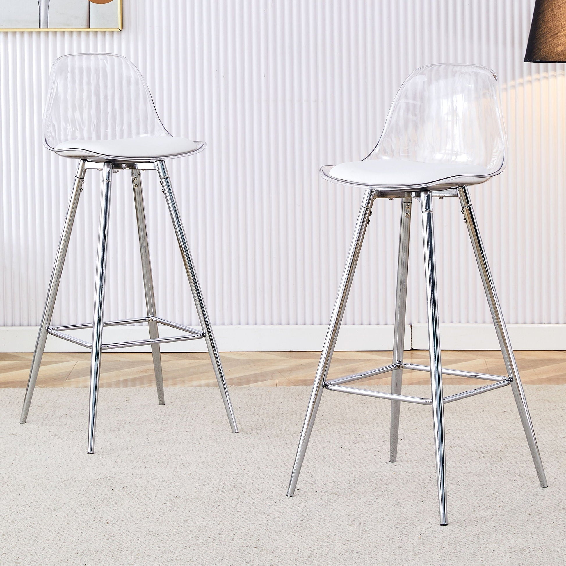 Bar stools with metal legs, clear acrylic seats, 2 stools on Tampa Home & Garden Store