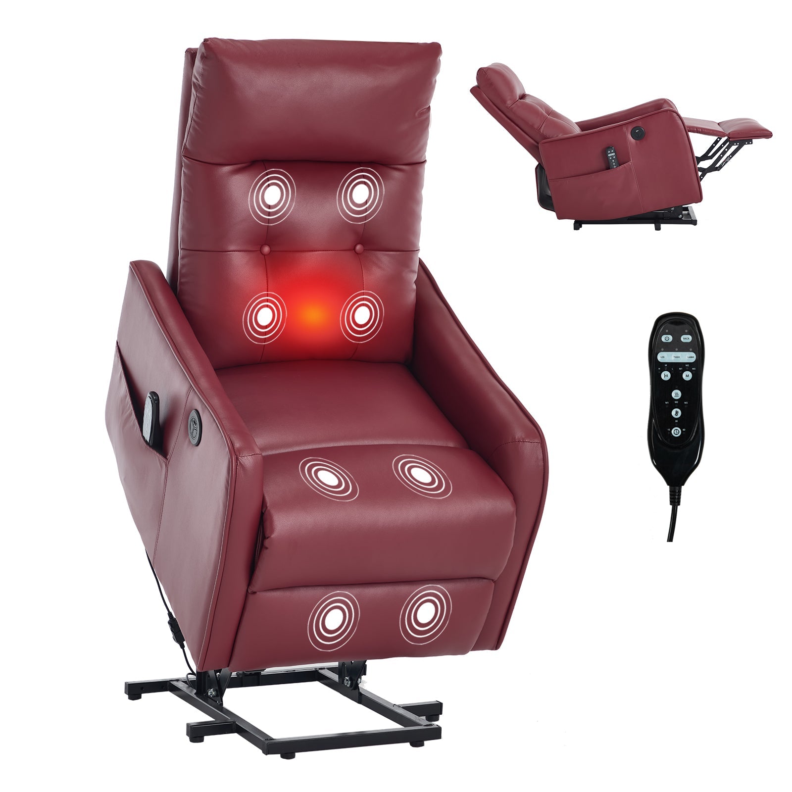 Comfortmax single motor lift recliner chair in red leather with remote HouseOfZazla on Tampa Home & Garden Store