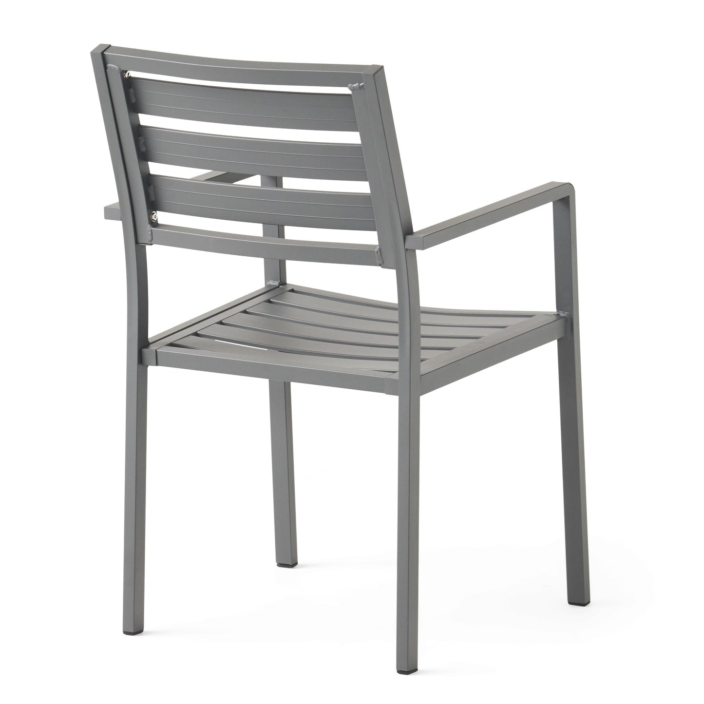 Outdoor aluminum dining chair set of 2 gun metal gray with slatted back by HouseOfZazla on Tampa Home & Garden Store