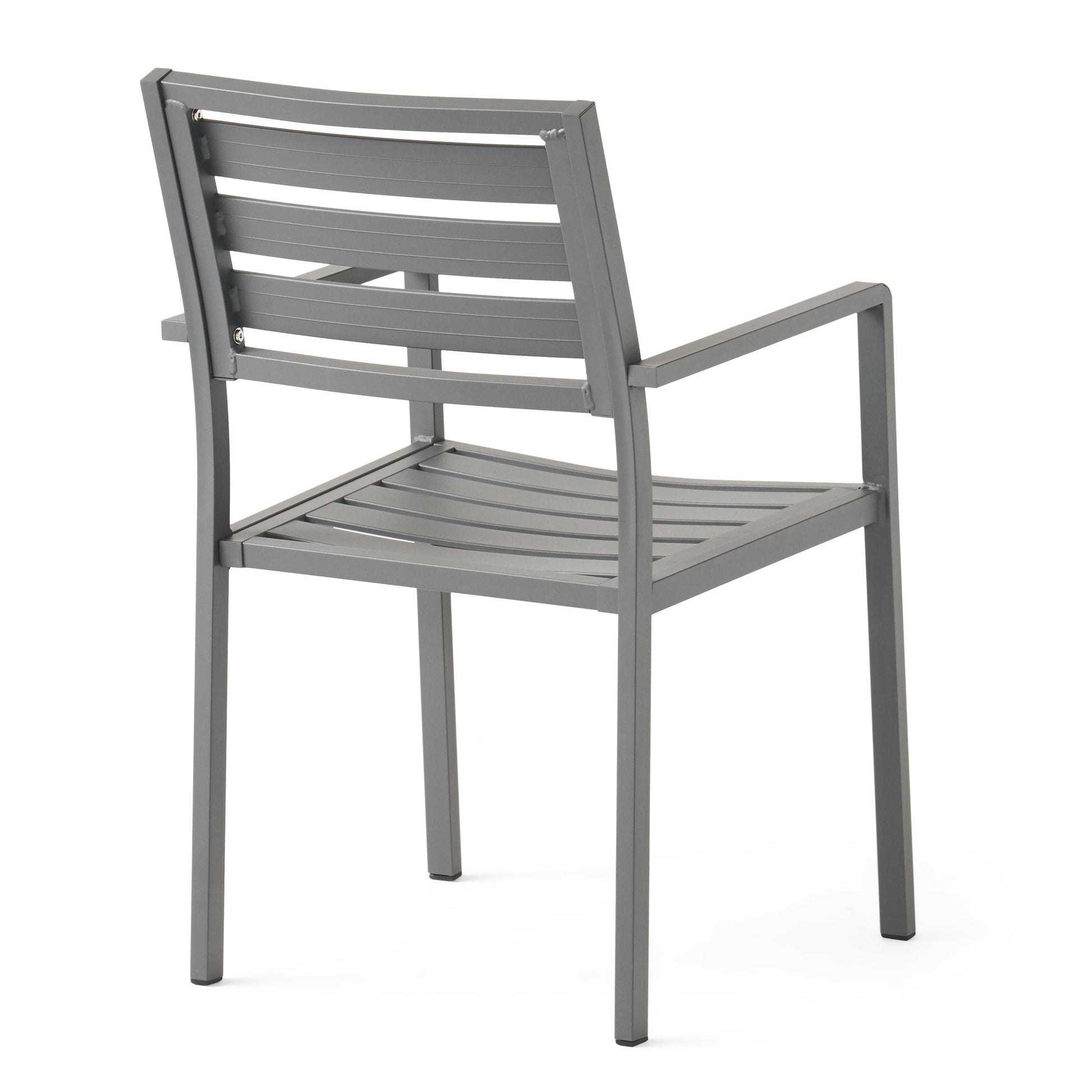 Outdoor aluminum dining chair set of 2 gun metal gray with slatted back by HouseOfZazla on Tampa Home & Garden Store