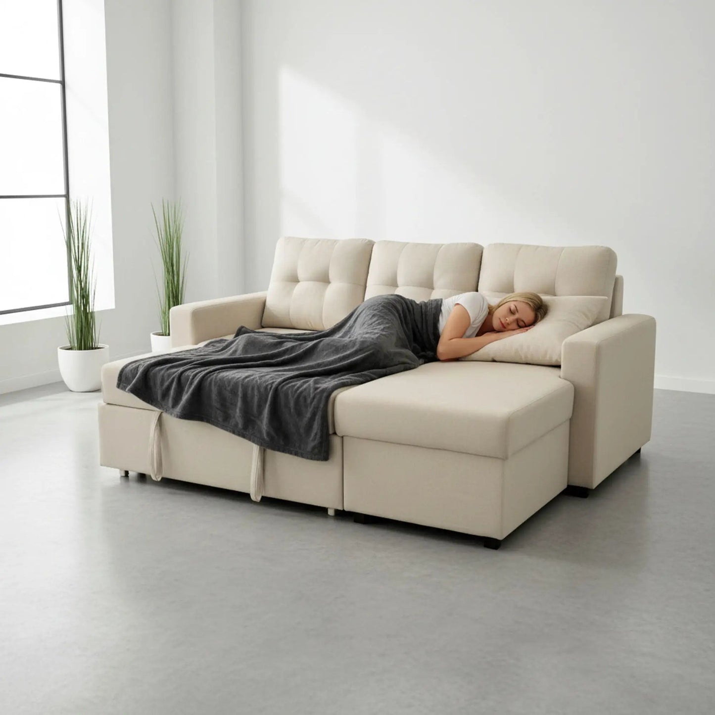 Convertible L Shaped Sectional Sleeper Sofa Bed