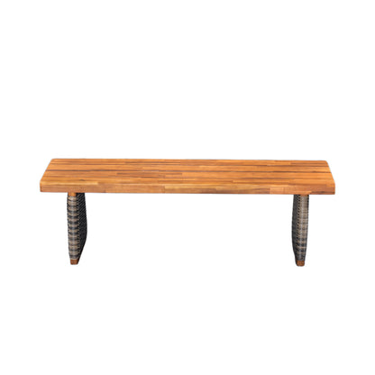 Outdoor Acacia Wood Bench With Teak Finish