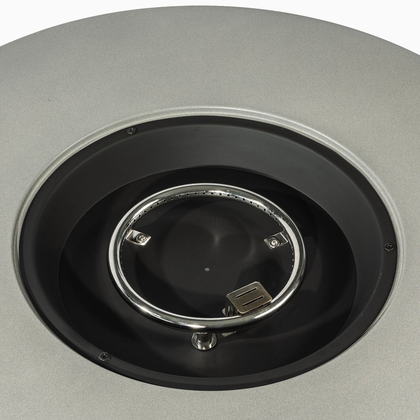 36 inch propane fire pit table grey steel with black interior and stainless burner on Tampa Home & Garden Store