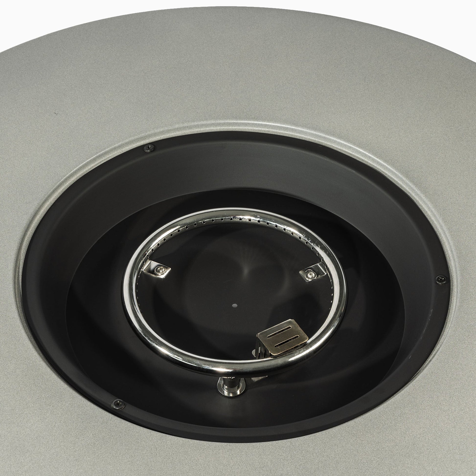 36 inch propane fire pit table grey steel with black interior and stainless burner on Tampa Home & Garden Store