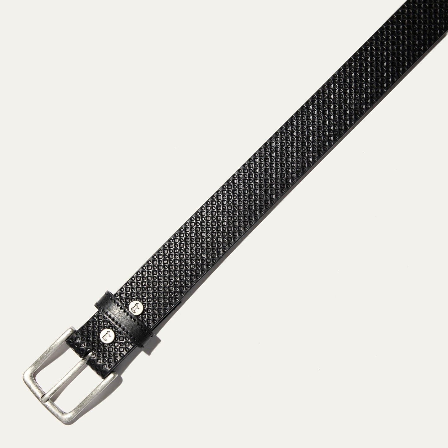 Embossed Golf Belt by Will Leather Goods, black textured leather with silver buckle on Tampa Home & Garden Store