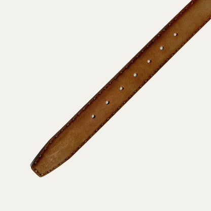 Stitched nubuck belt in brown with visible stitching by Will Leather Goods on Tampa Home & Garden Store