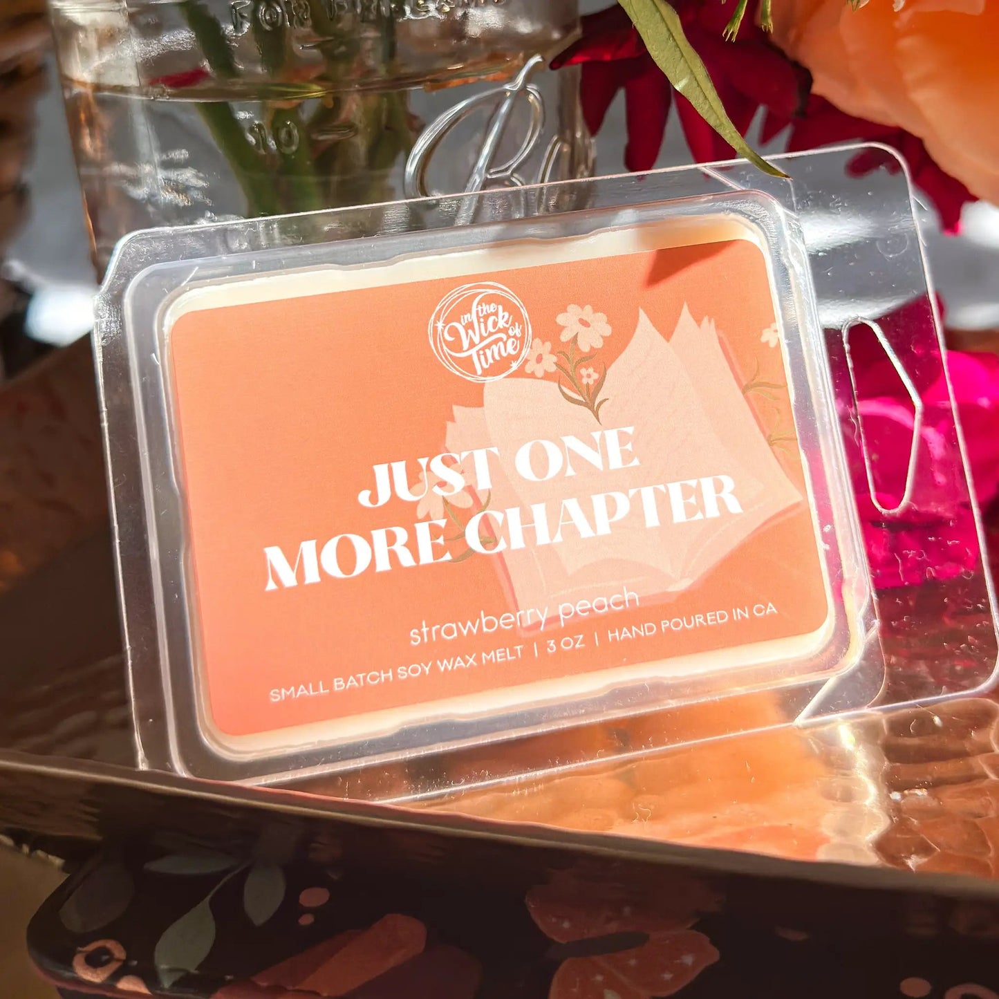 Wax Melt Just One More Chapter by In the Wick of Time peach label art in packaging Tampa Store on Tampa Home & Garden Store