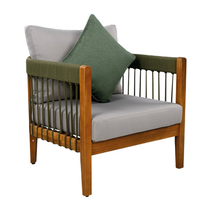 Acacia Wood Outdoor Club Chair with Rope