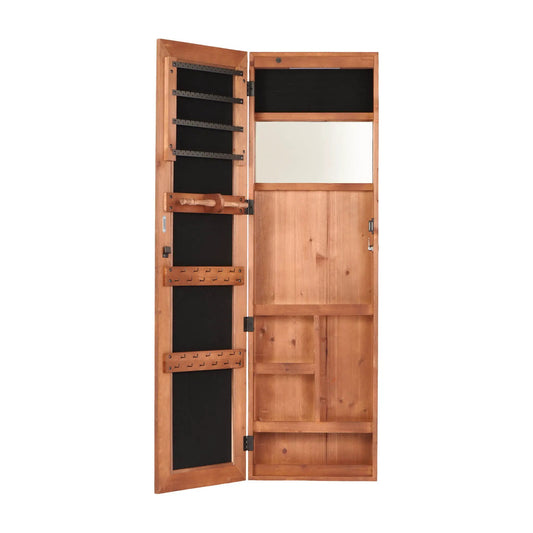 Jewelry armoire organizer with full-length mirror, wall-mounted lockable cabinet with LED light on Tampa Home & Garden Store