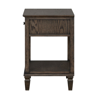 Bedside table with drawer and shelf in dark brown solid wood HouseOfZazla accent nightstand on Tampa Home & Garden Store
