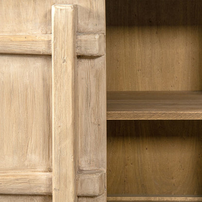 Natural wood 4-door sideboard with carved handles, interior shelf visible HouseOfZazla on Tampa Home & Garden Store
