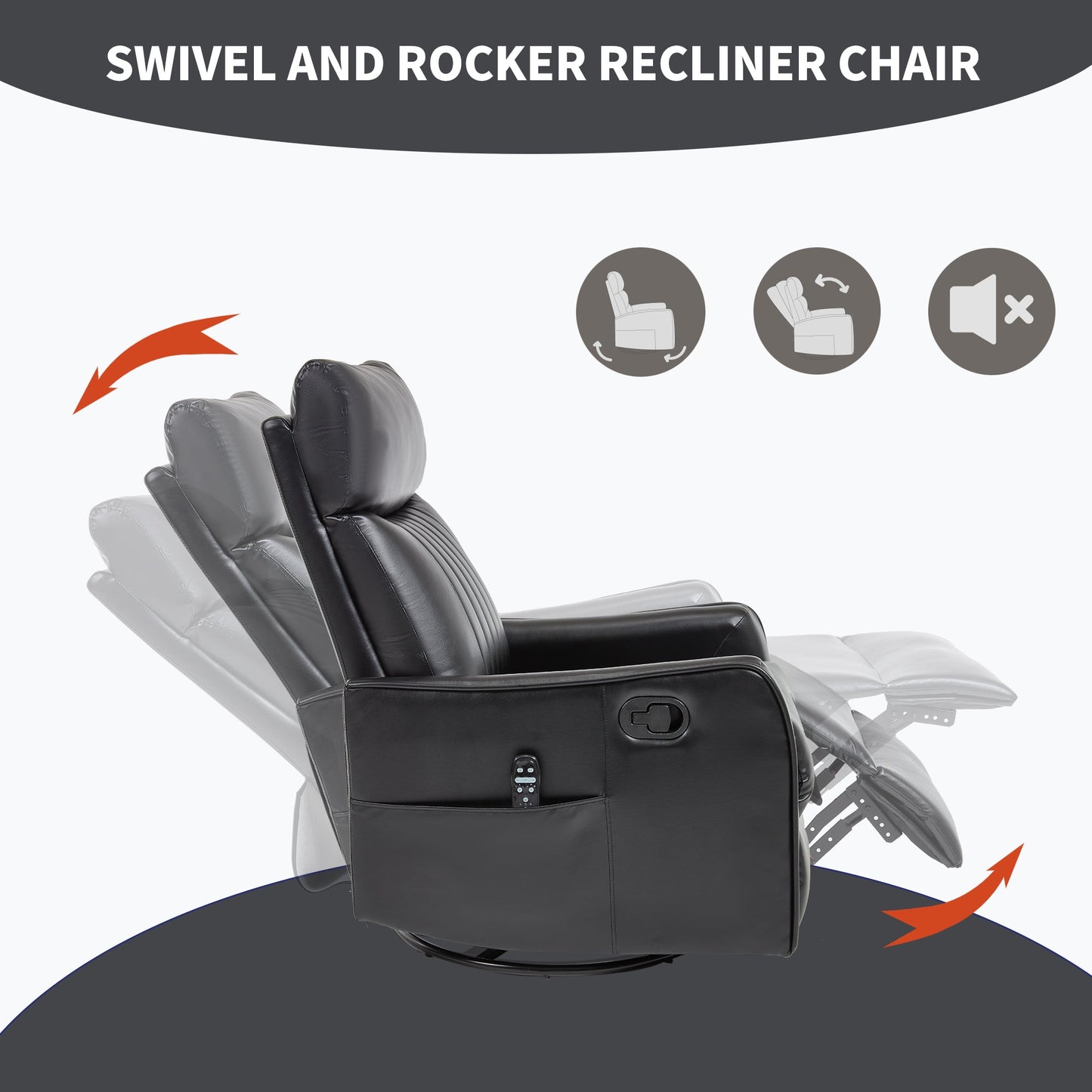 Black faux leather heat massage manual recliner chair by HouseOfZazla on Tampa Home & Garden Store