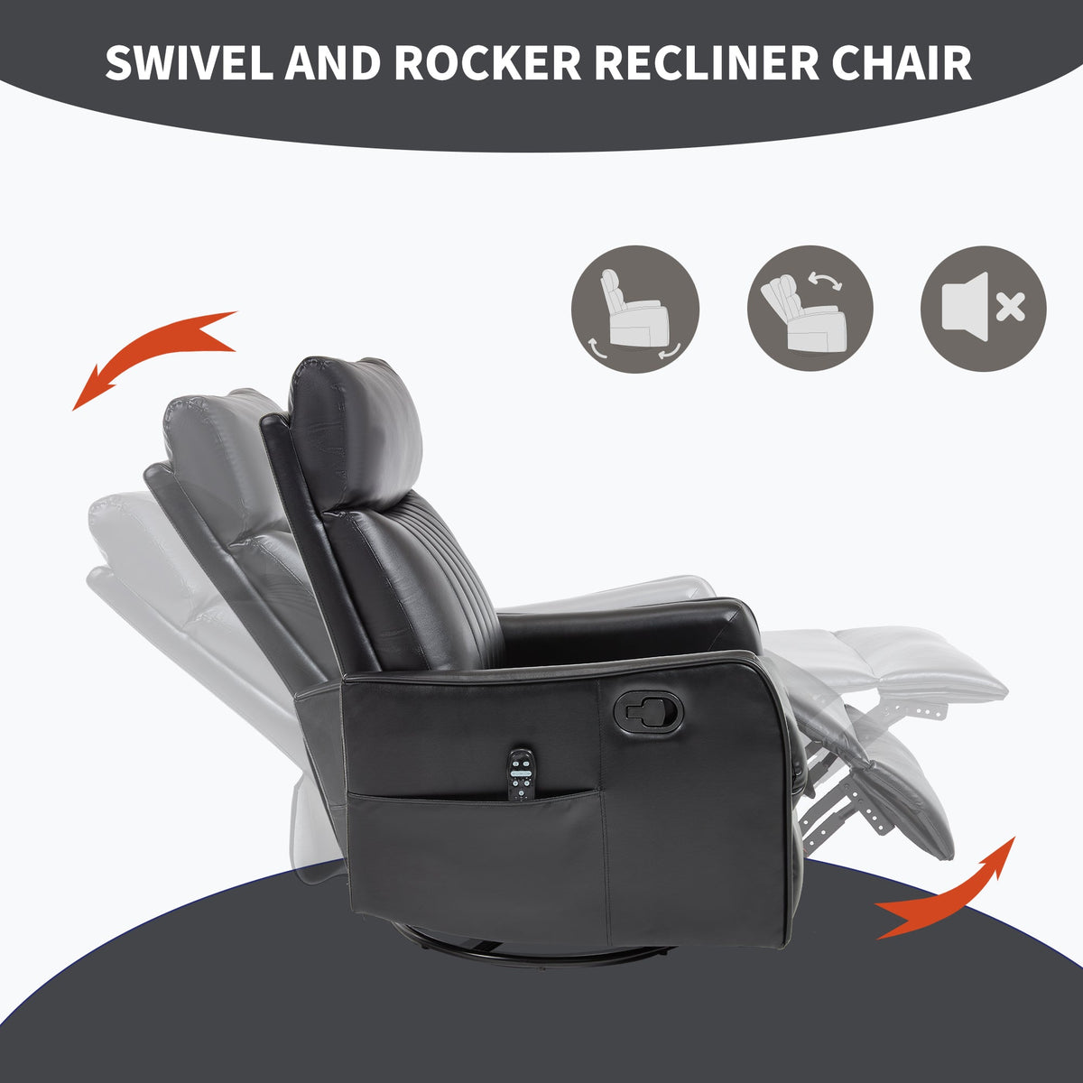 Black faux leather heat massage manual recliner chair by HouseOfZazla on Tampa Home & Garden Store