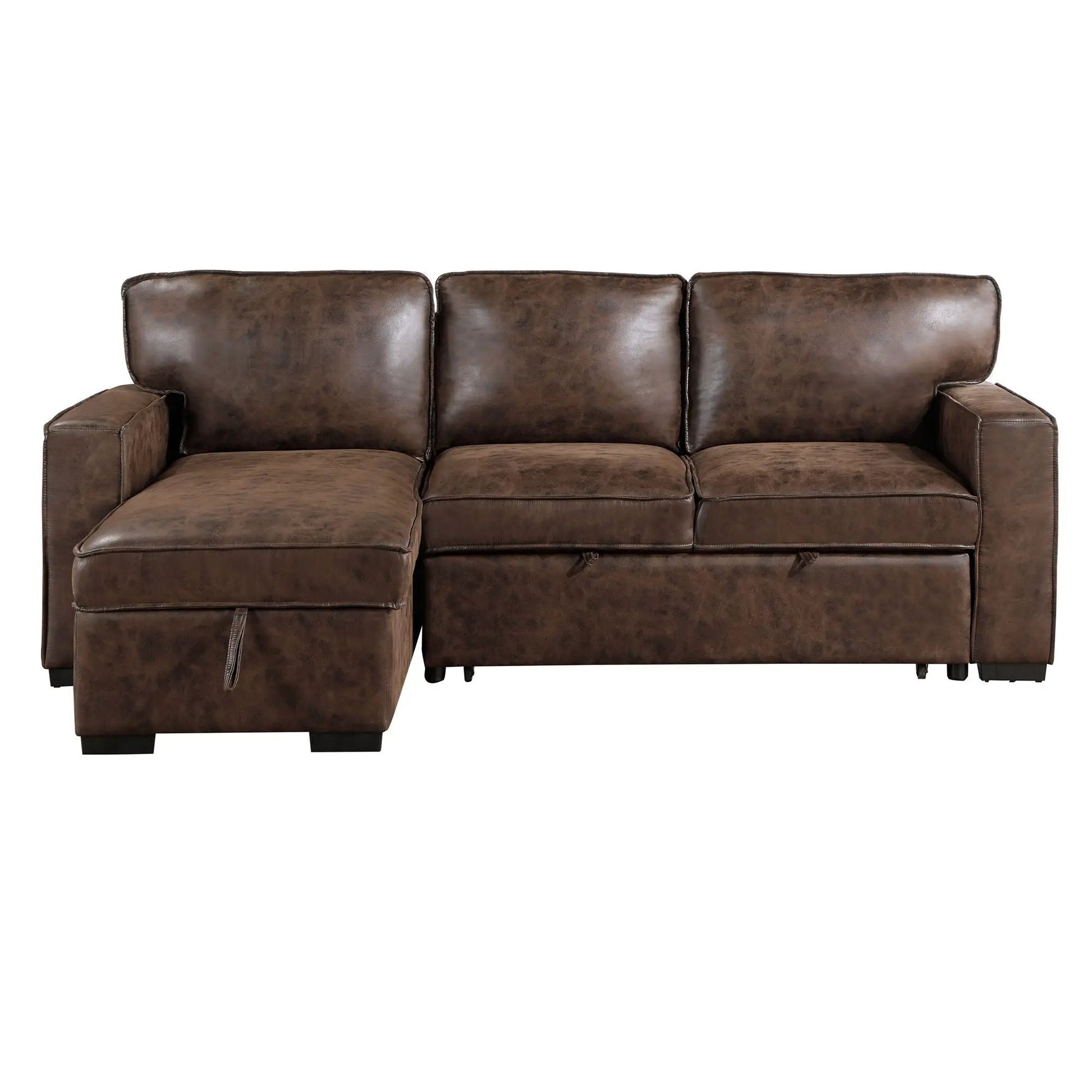 Territory pull-out sofa bed sleeper sectional by Unique Piece Furniture in brown leather on Tampa Home & Garden Store