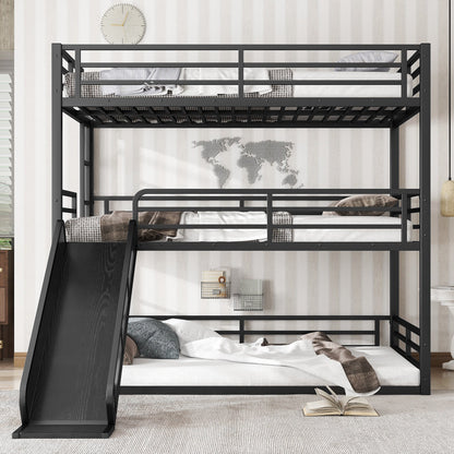Full over full bunk bed with slide in black metal frame by HouseOfZazla on Tampa Home & Garden Store