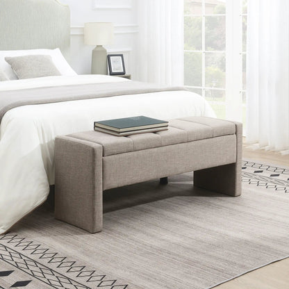 Modern Upholstered Large Bed End Bench With Storage in gray fabric by Unique Piece Furniture on Tampa Home & Garden Store