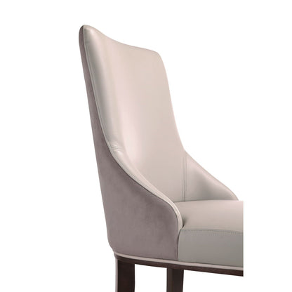Shubert dining chair set of 2 in gray/beige faux leather with foam cushions on Tampa Home & Garden Store