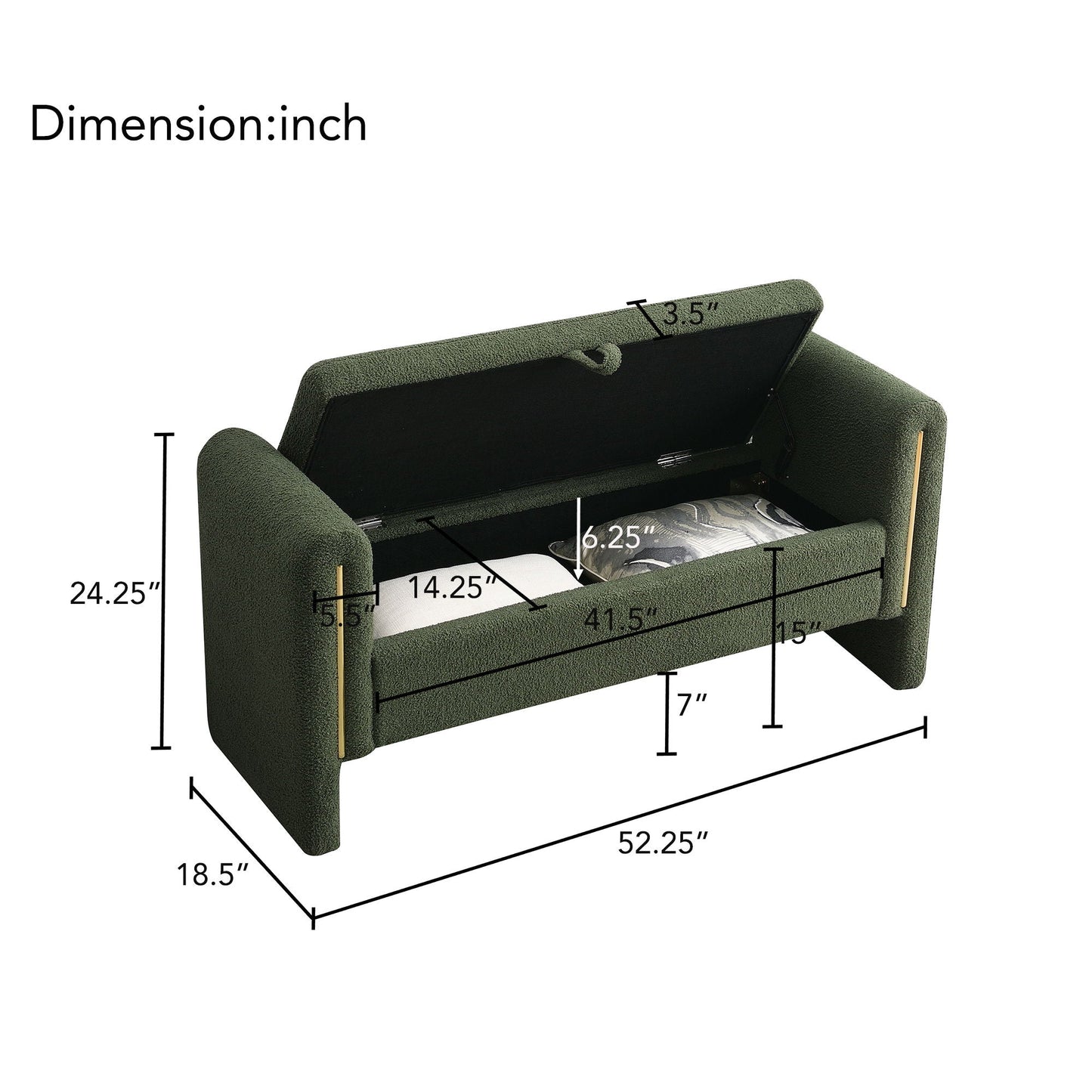 Modern Plush Teddy Bench With Storage And Seat